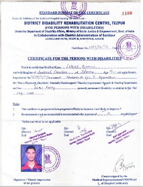 Upload Disability Certificate
