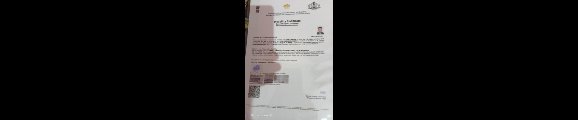 Upload Disability Certificate