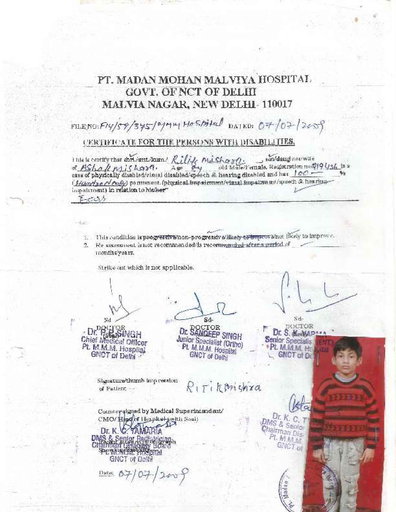 Upload Disability Certificate