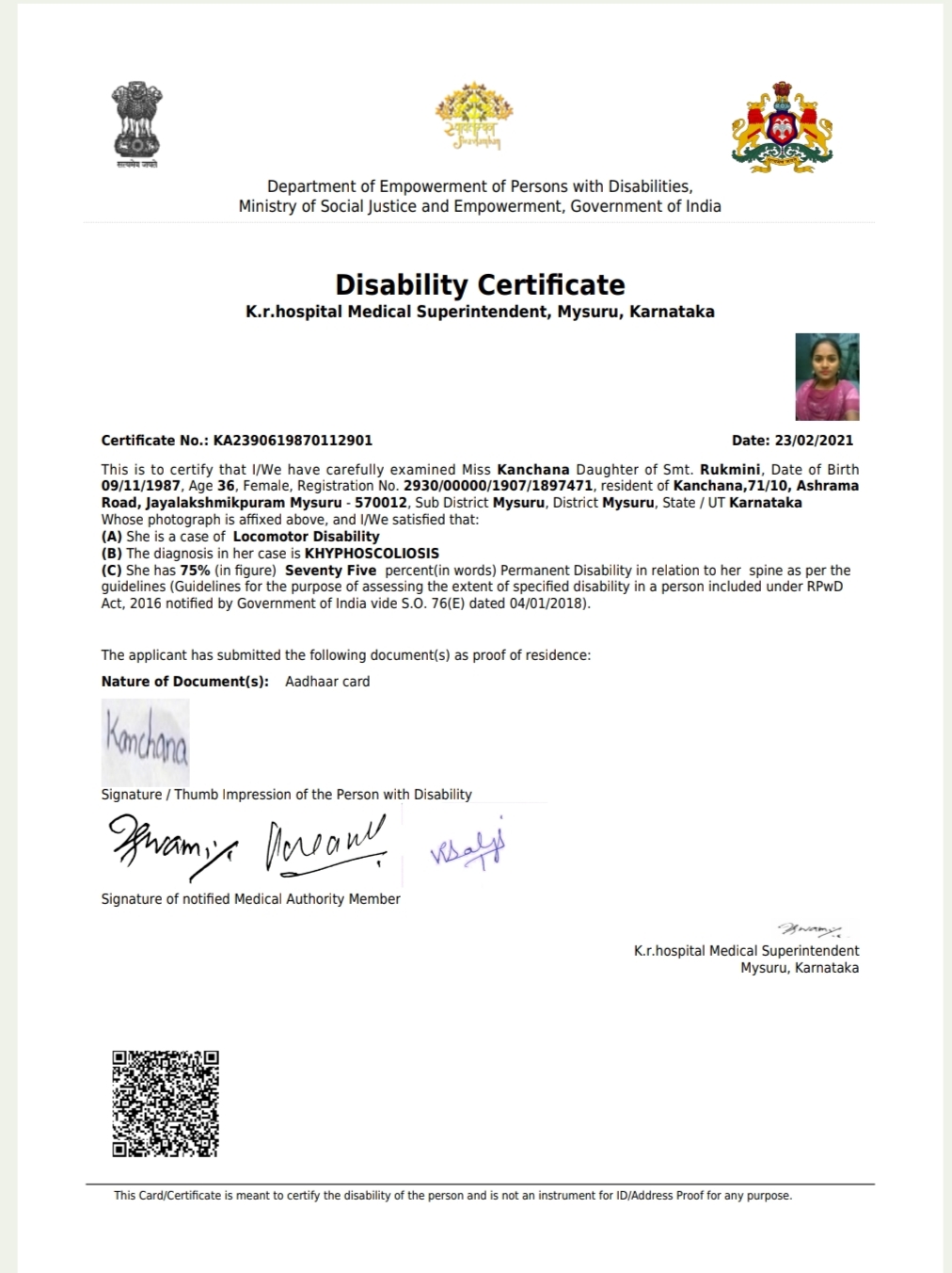 Upload Disability Certificate