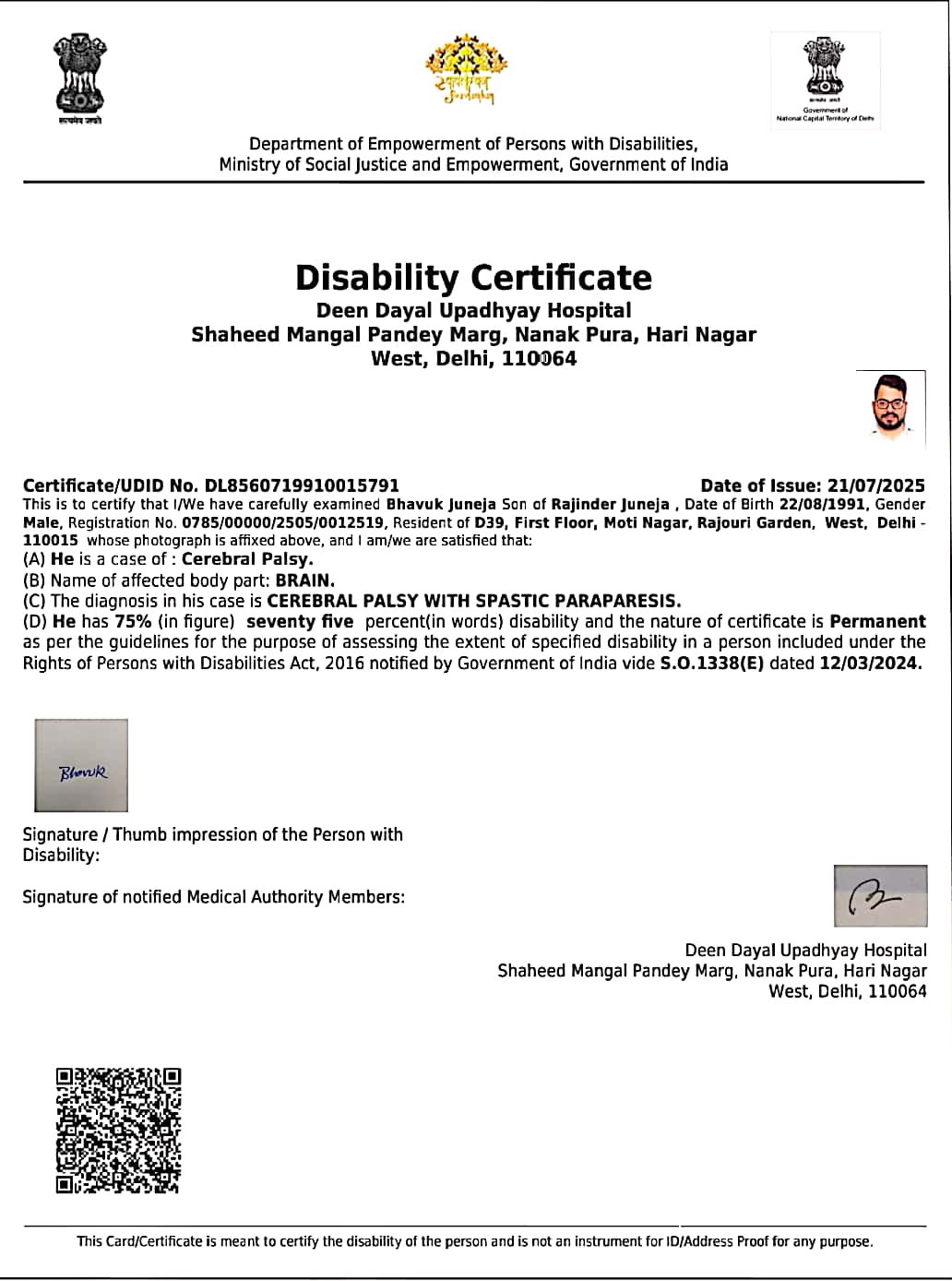 Upload Disability Certificate