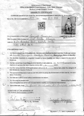 Upload Disability Certificate