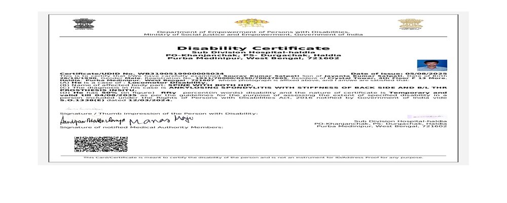 Upload Disability Certificate