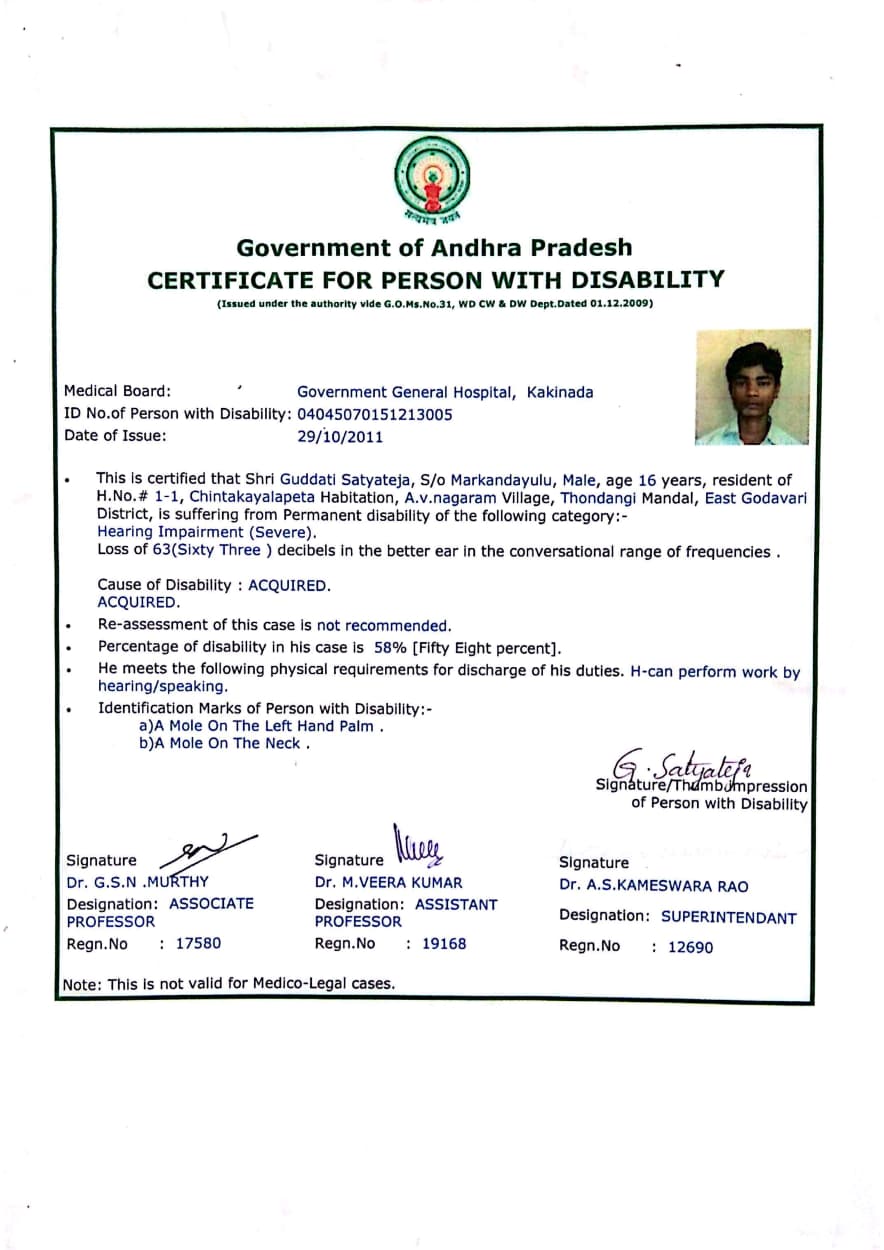 Upload Disability Certificate