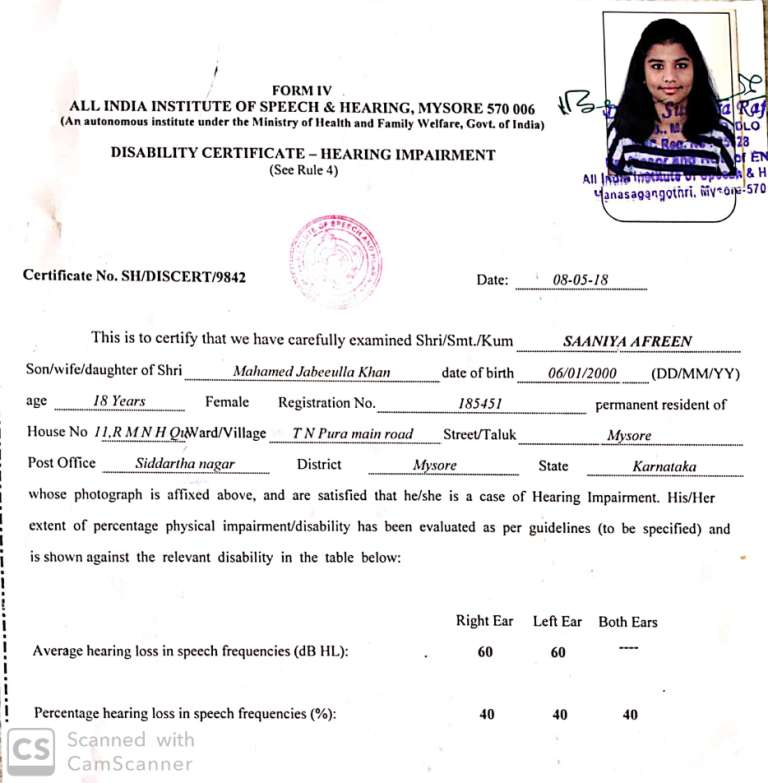 Upload Disability Certificate