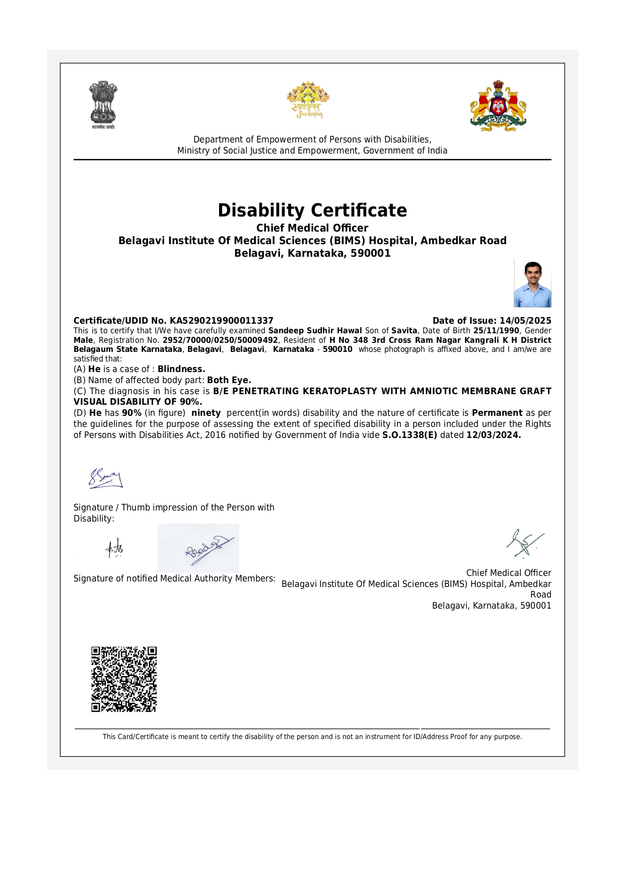 Upload Disability Certificate
