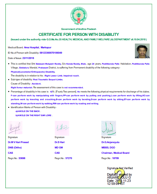 Upload Disability Certificate