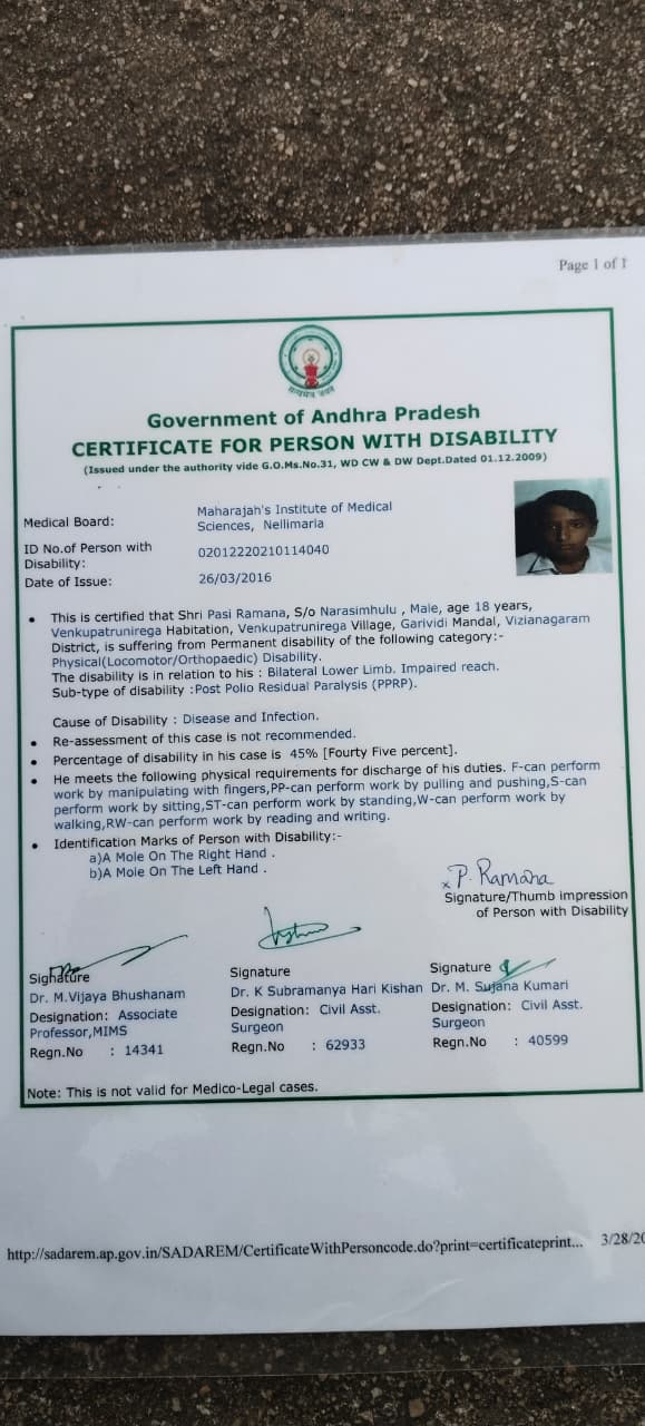 Upload Disability Certificate