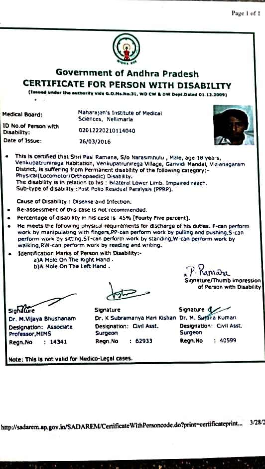 Upload Disability Certificate