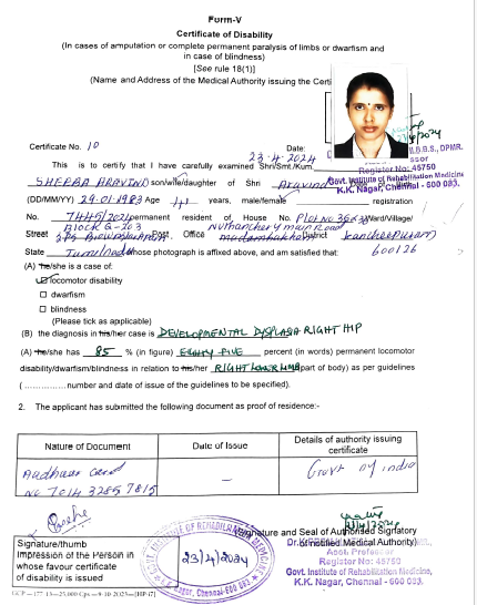 Upload Disability Certificate