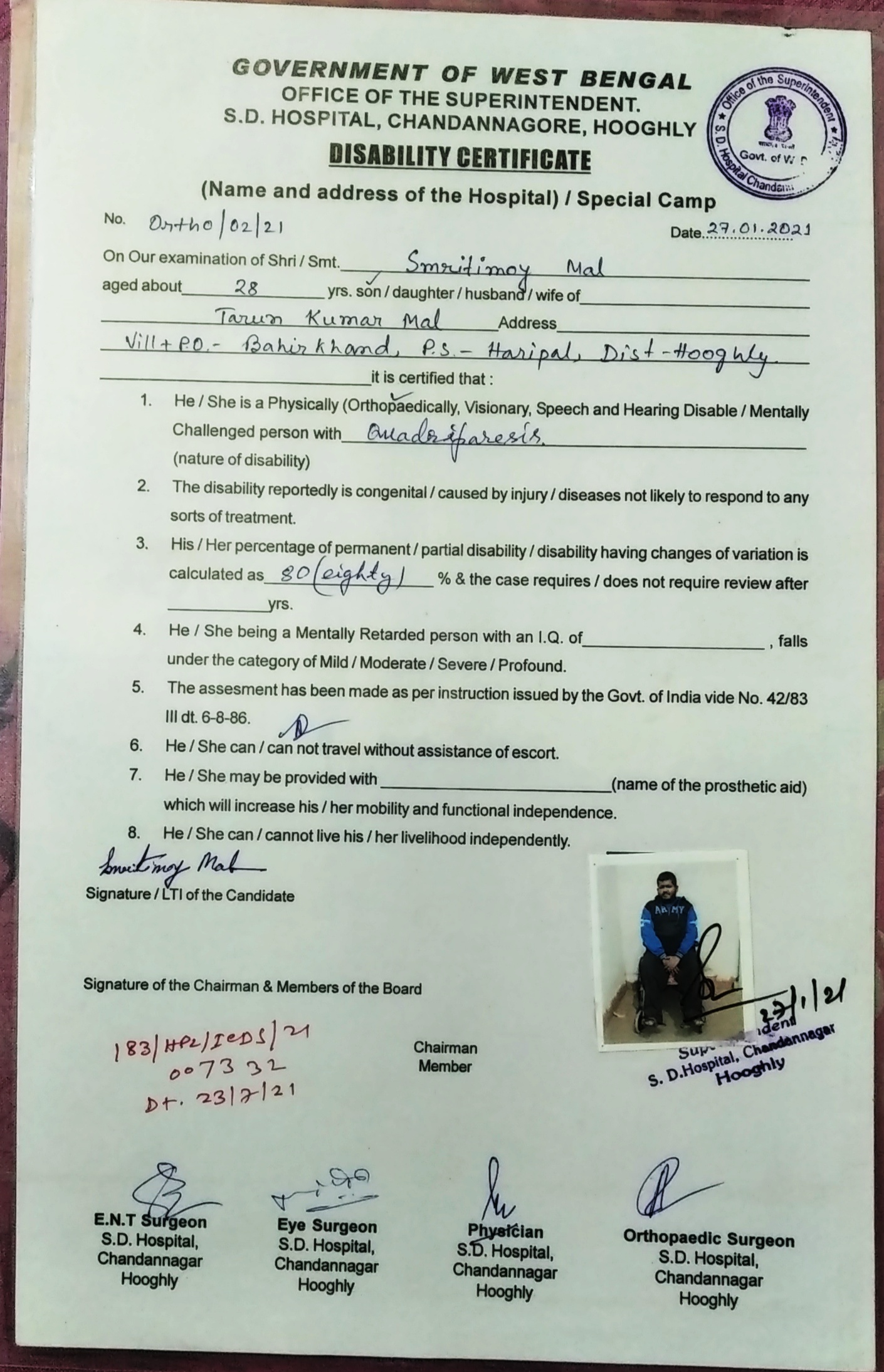 Upload Disability Certificate