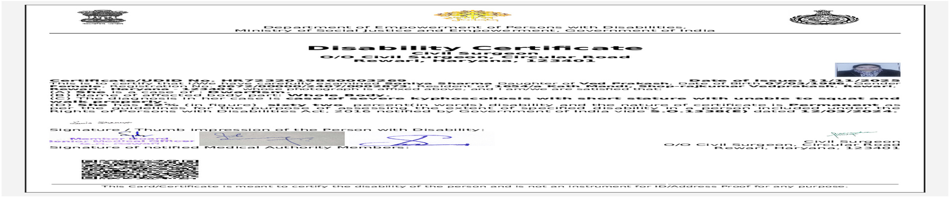 Upload Disability Certificate