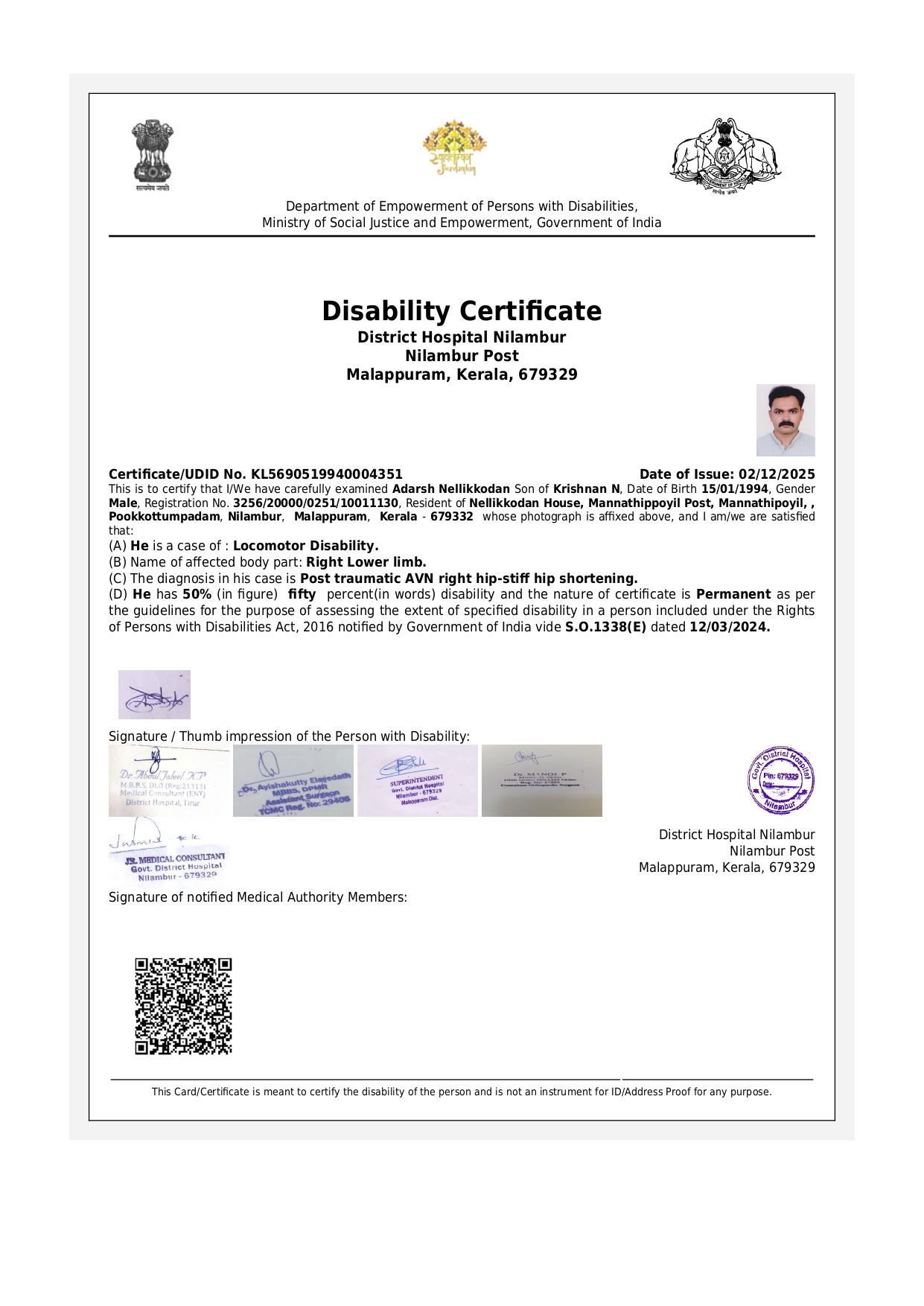 Upload Disability Certificate