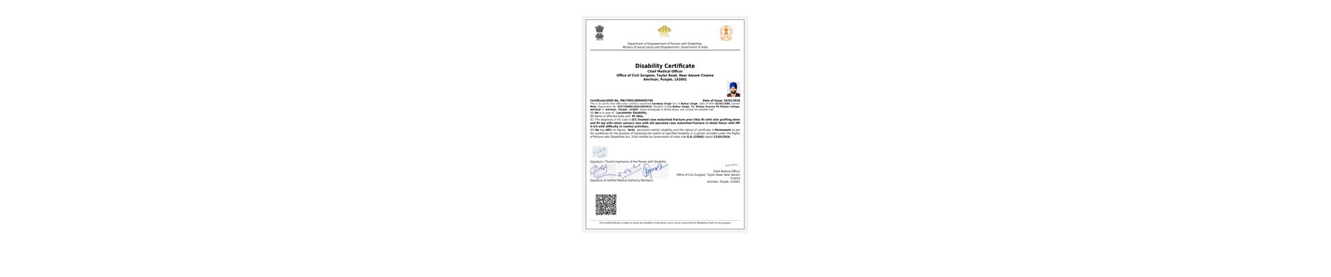 Upload Disability Certificate