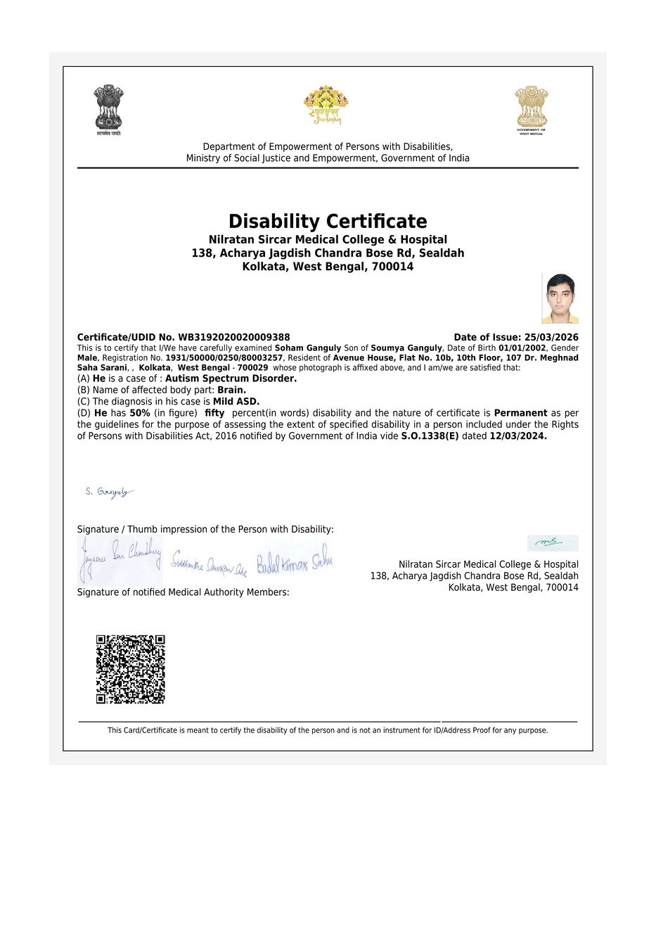 Upload Disability Certificate