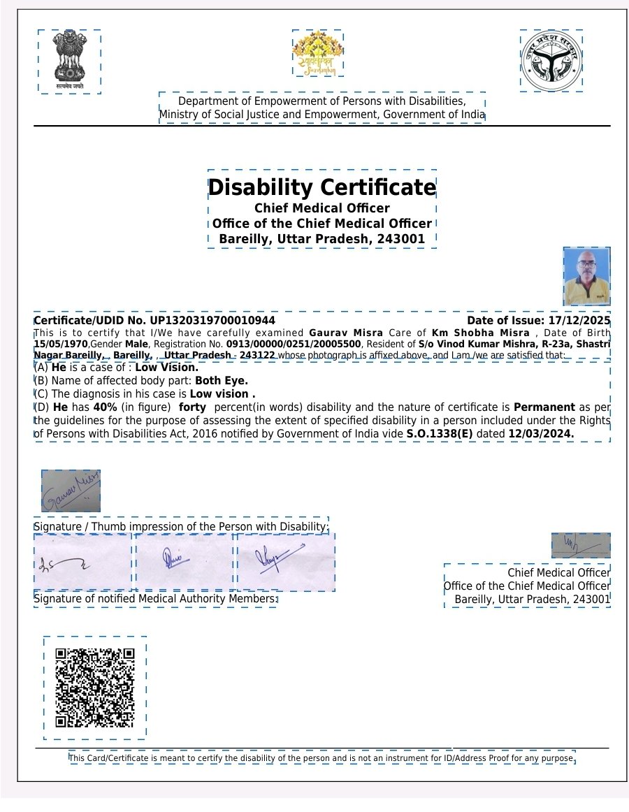 Upload Disability Certificate