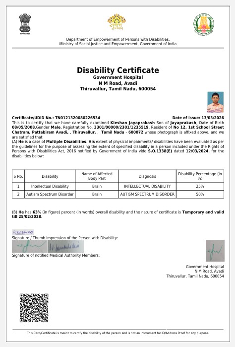 Upload Disability Certificate