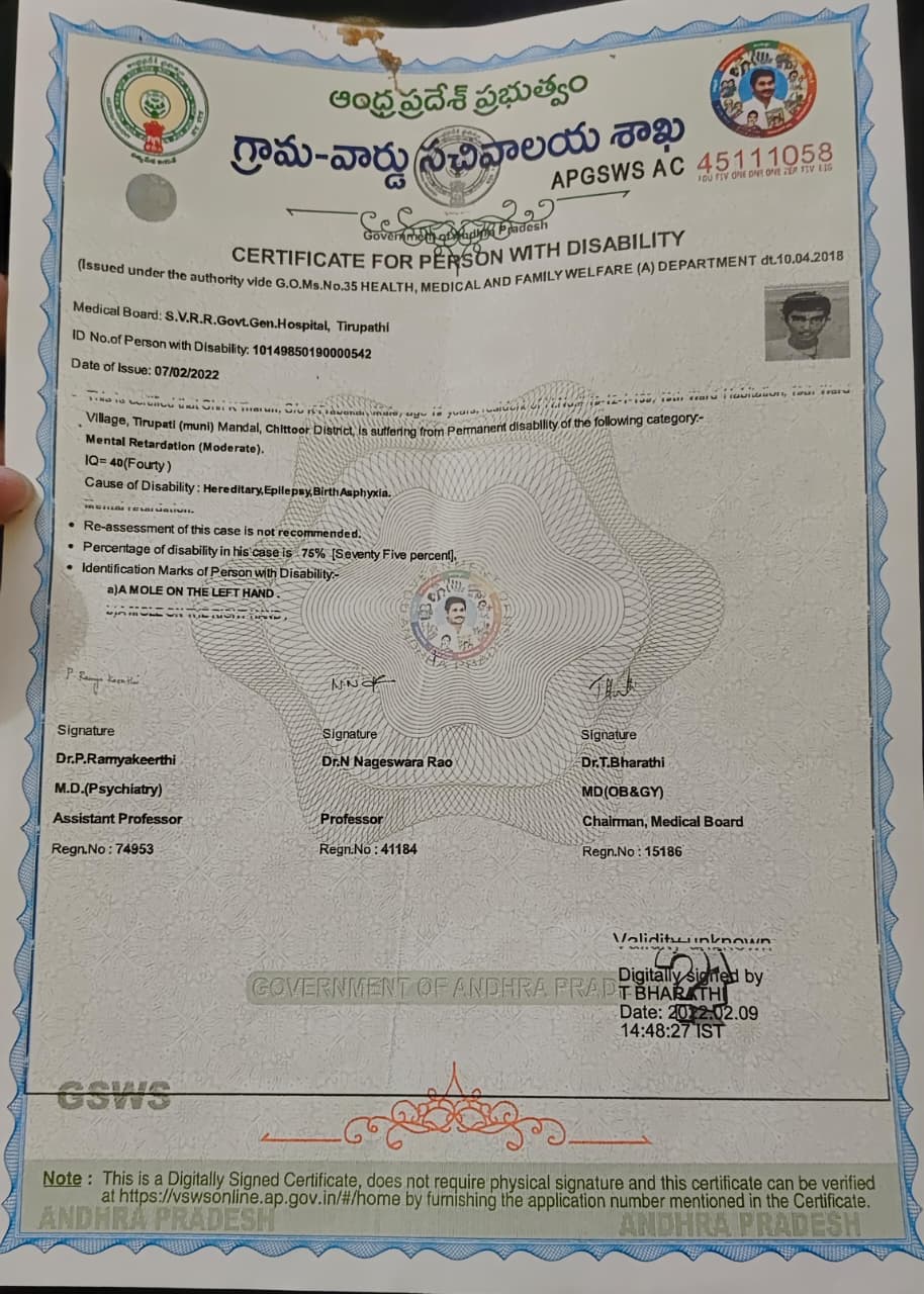 Upload Disability Certificate