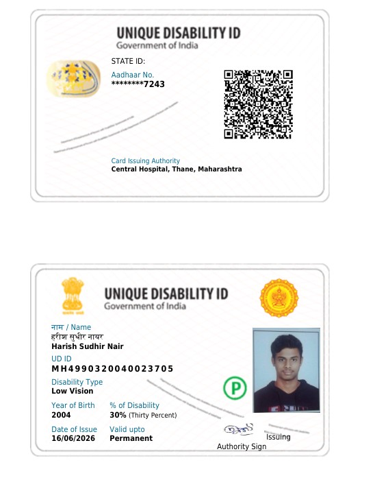 Upload Disability Certificate