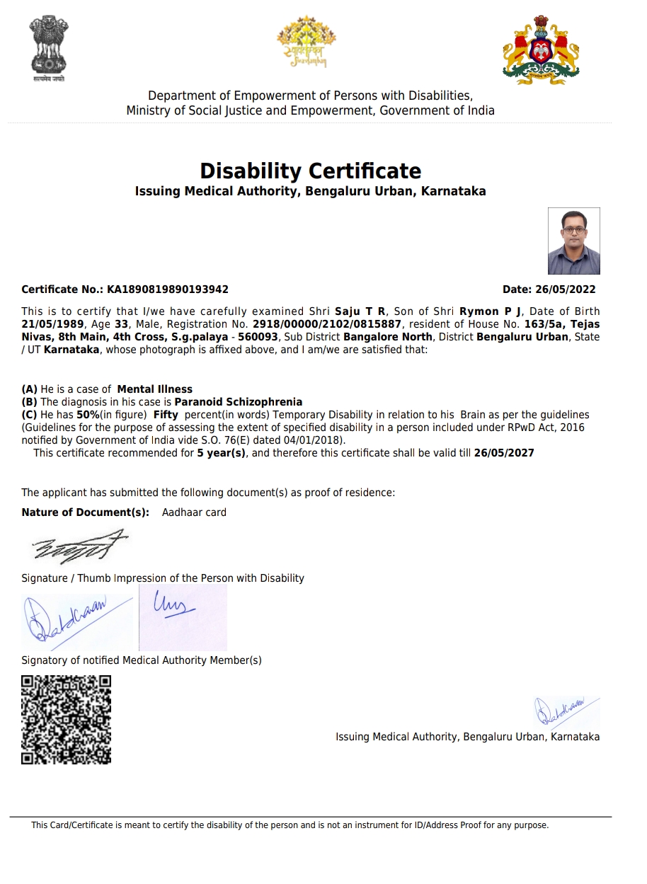 Upload Disability Certificate