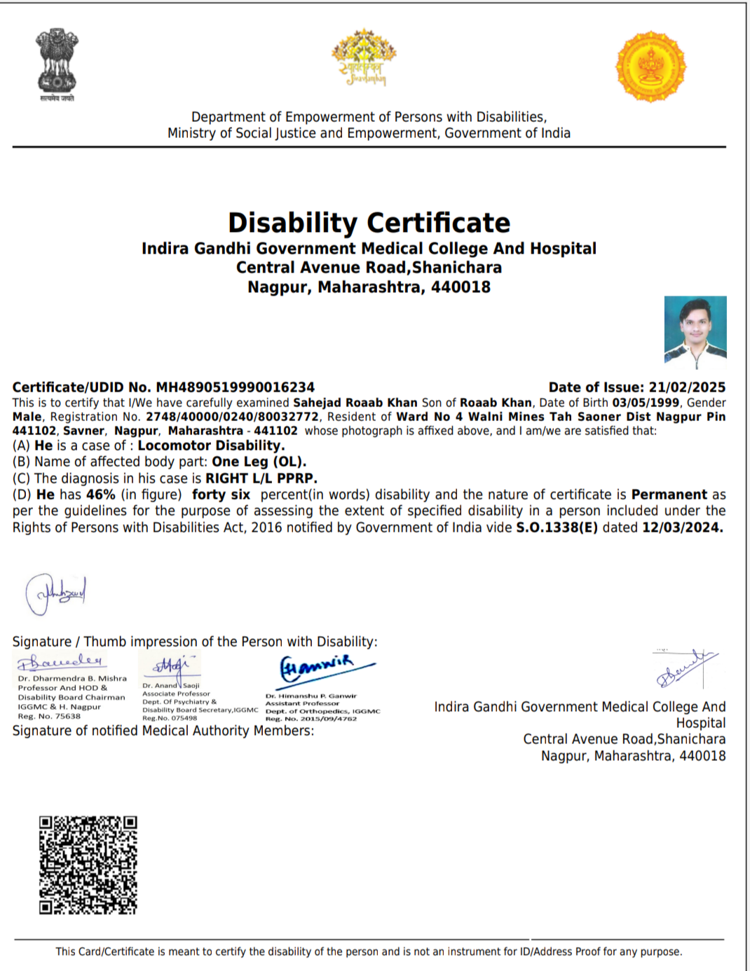 Upload Disability Certificate