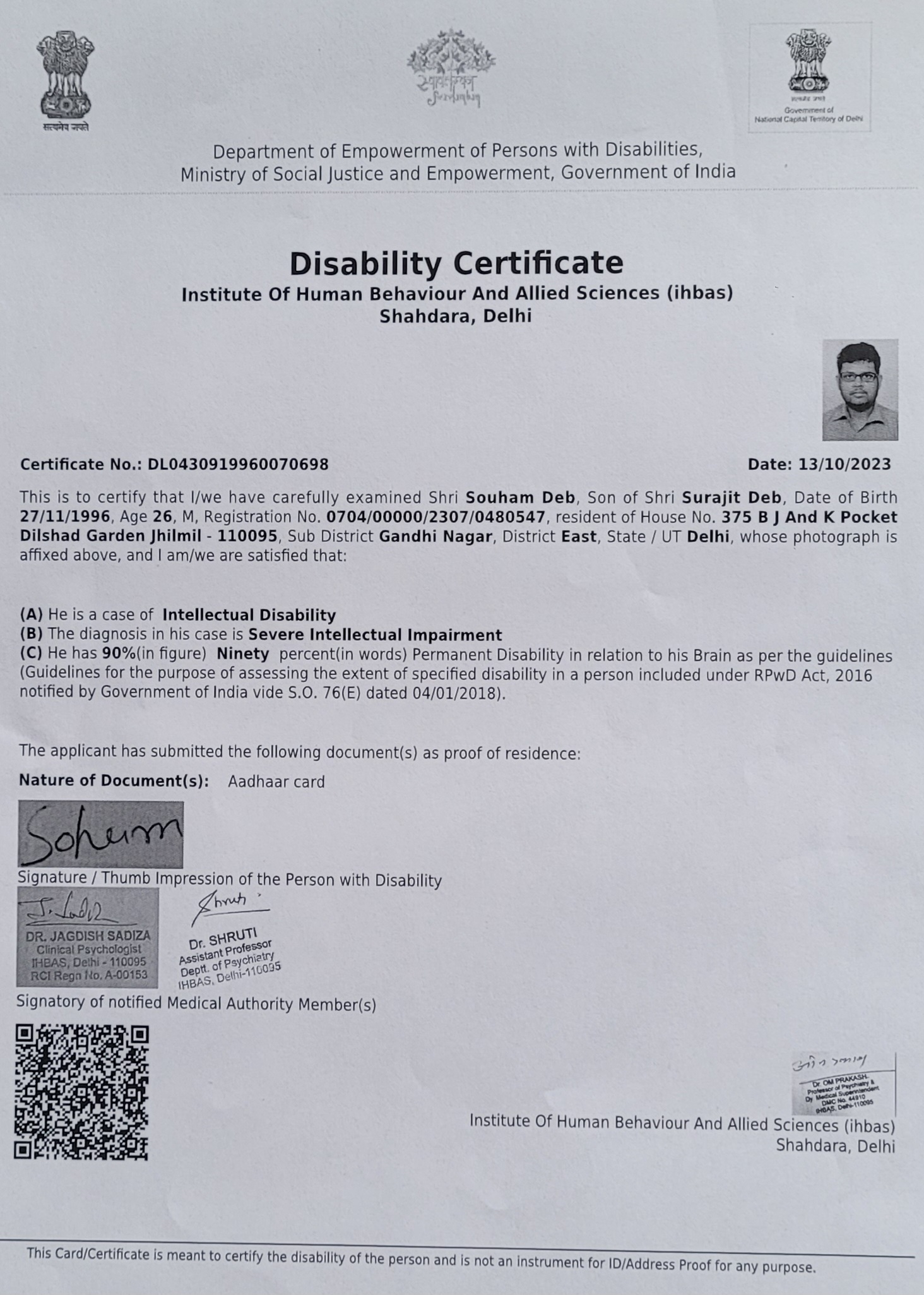 Upload Disability Certificate