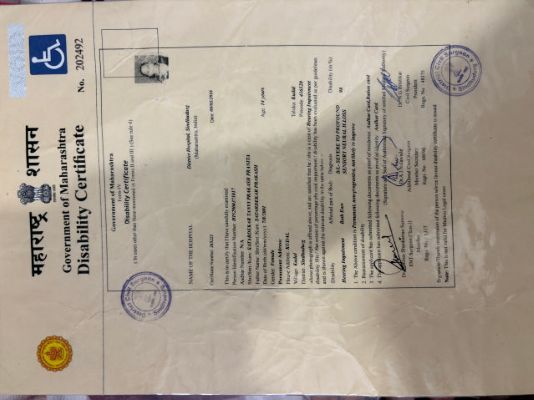 Upload Disability Certificate