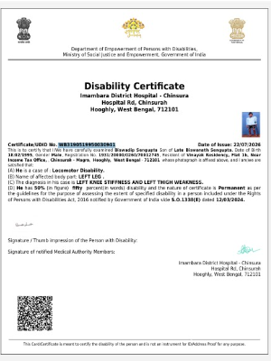 Upload Disability Certificate