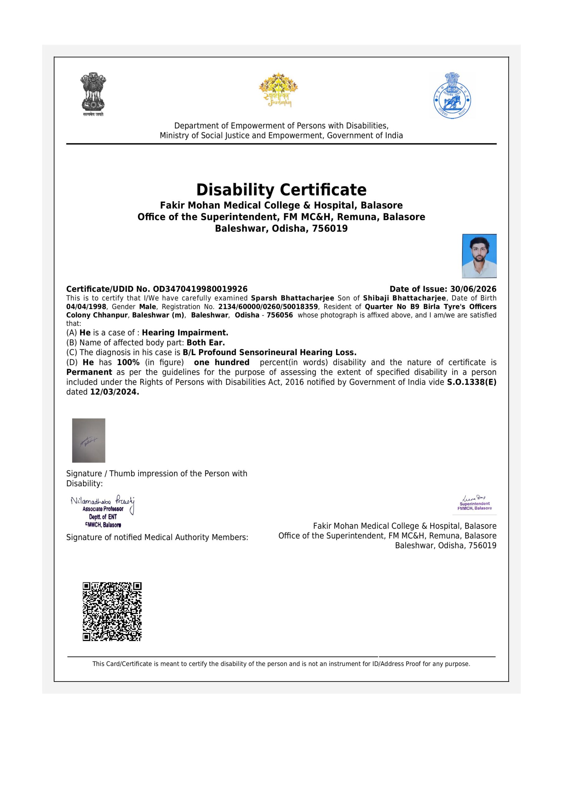 Upload Disability Certificate