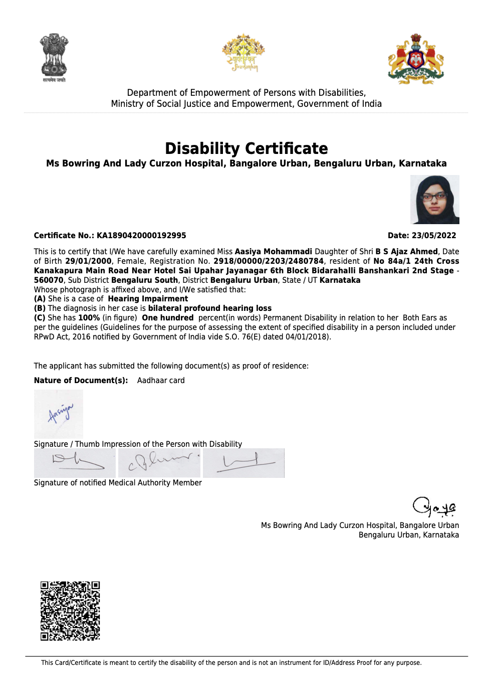 Upload Disability Certificate