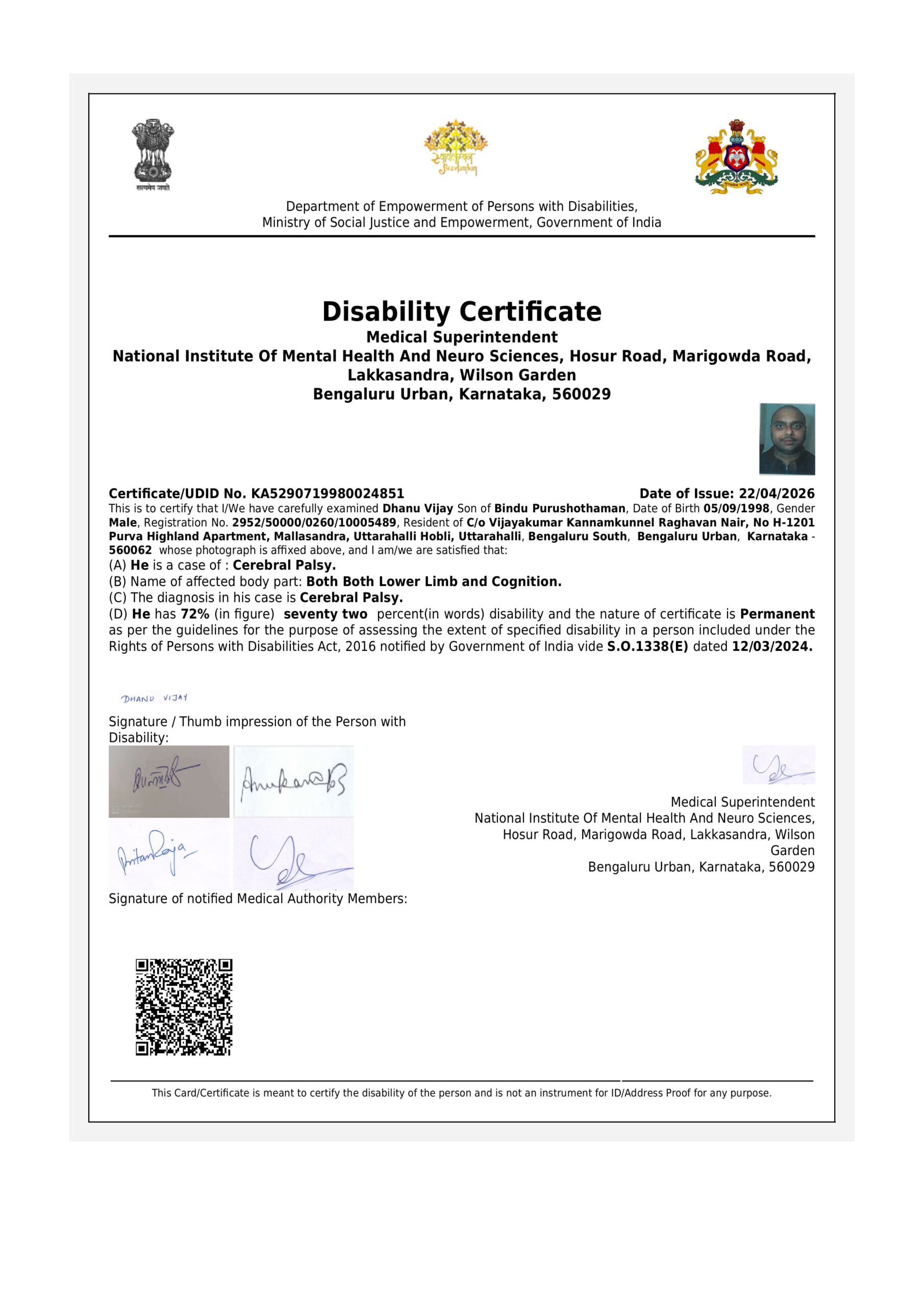 Upload Disability Certificate