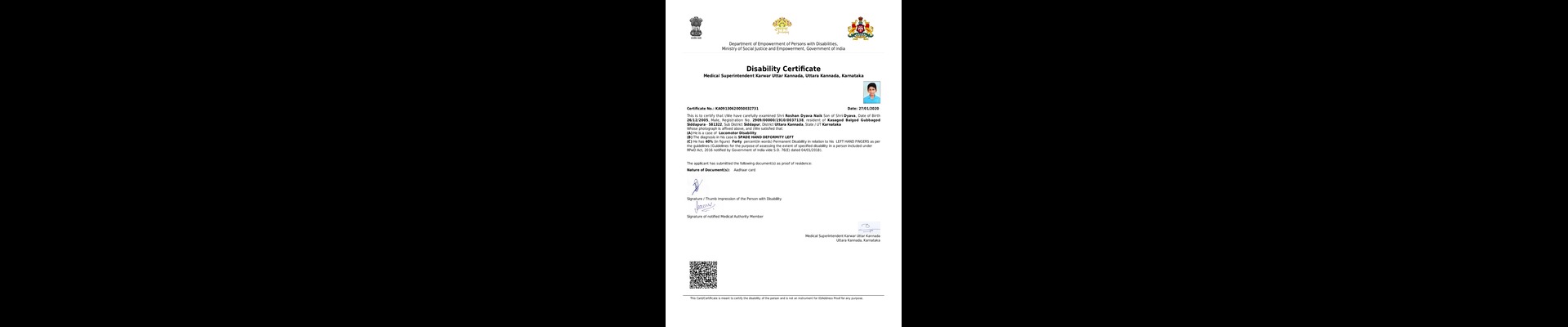 Upload Disability Certificate