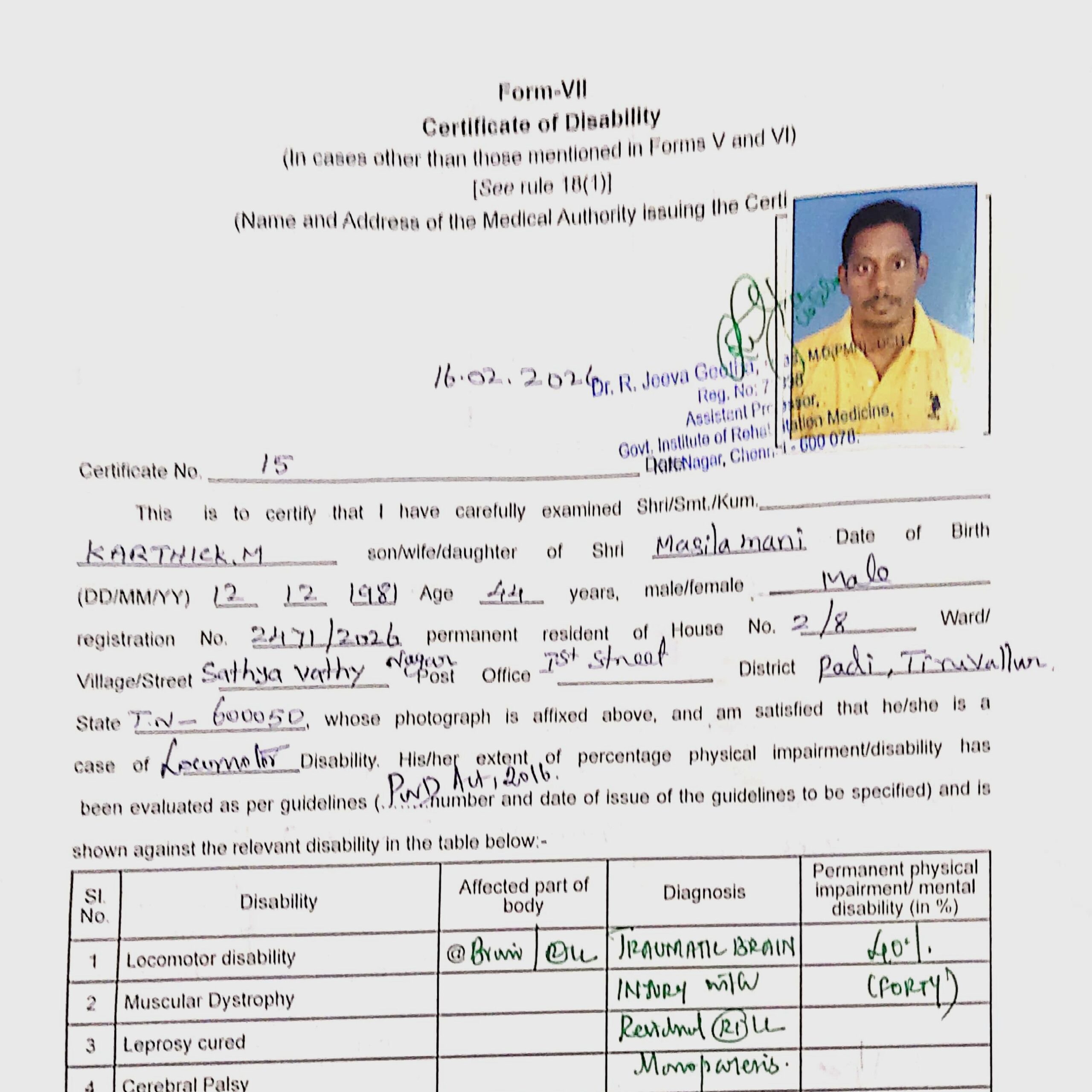 Upload Disability Certificate